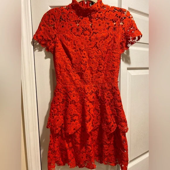 Missguided Dresses Misguided Red Lace Dress Poshmark